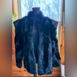 Black Rabbit Fur Coat / Jacket Size Medium
